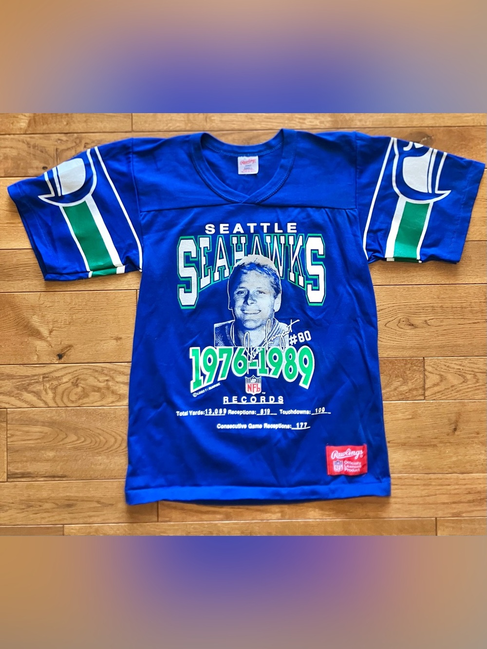 🔥 Vintage Seattle Seahawks Steve Largent Rawlings Logo 7 Jersey Shirt Adult S